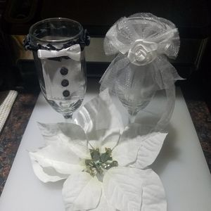 Bride and groom champagne glasses